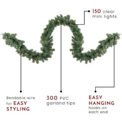 Northlight 9-ft X 18-in Pre-Lit Deluxe Windsor Green Pine Christmas Garland - Clear Lights 8 Northlight 9-ft X 18-in Pre-Lit Deluxe Windsor Green Pine Christmas Garland - Clear Lights -Northlight Sales Store 331054650 AlternateImage2