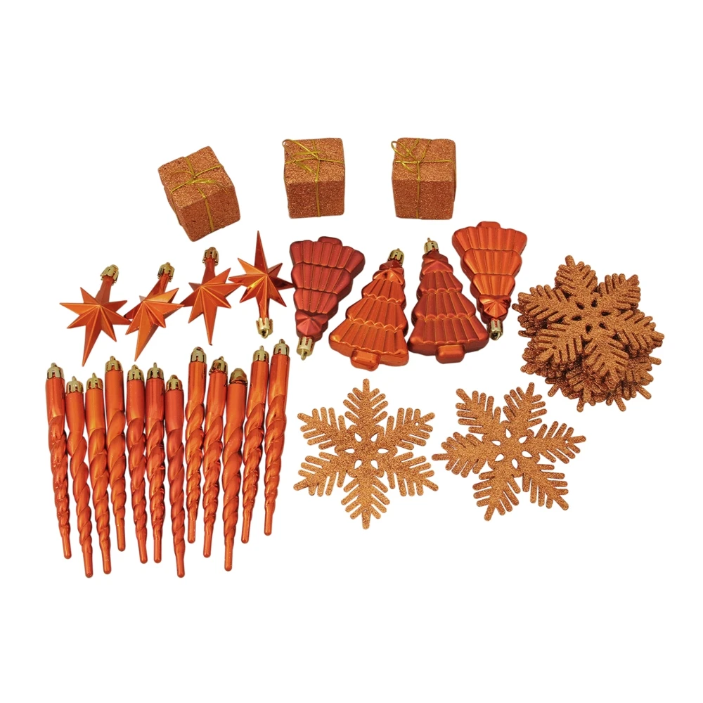 Northlight 125-Piece Burnt Orange Shatterproof 4-Finish Christmas Ornaments 4 Northlight 125-Piece Burnt Orange Shatterproof 4-Finish Christmas Ornaments - Image 2