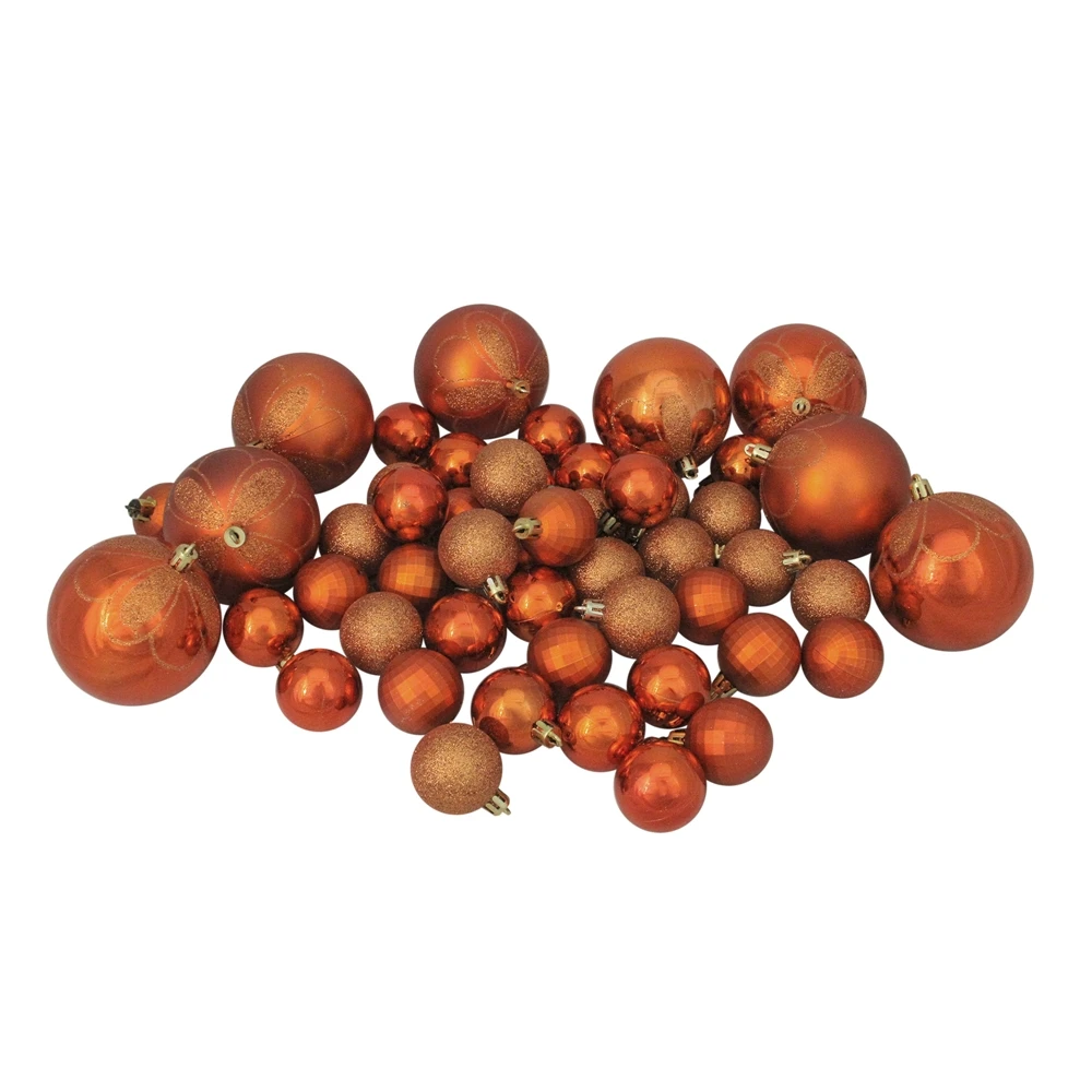 Northlight 125-Piece Burnt Orange Shatterproof 4-Finish Christmas Ornaments 3 Northlight 125-Piece Burnt Orange Shatterproof 4-Finish Christmas Ornaments