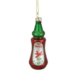 Northlight 4-in Red And Green Glass Bottle Of Hot Sauce Christmas Ornament