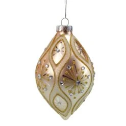 Northlight 5.5-in Rose Gold Retro Ombre Glass Christmas Drop Ornament