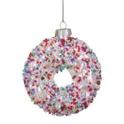 Northlight 3.5-in Pink Doughnut With Sprinkles Glass Christmas Ornament