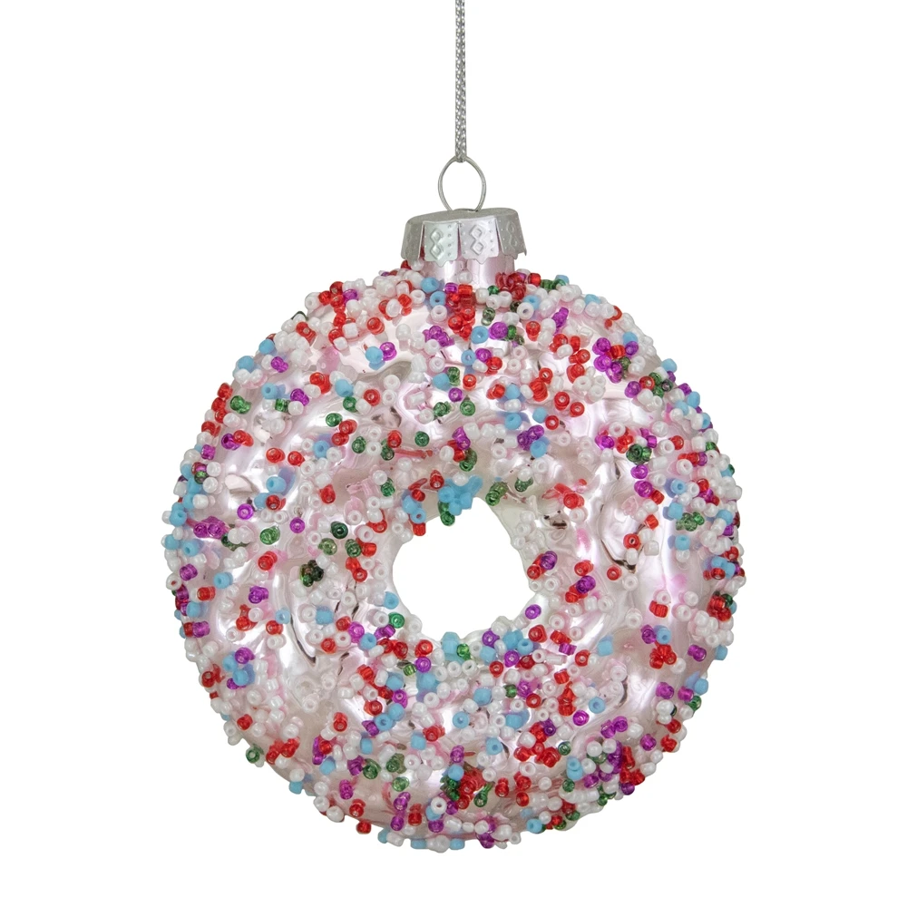 Northlight 3.5-in Pink Doughnut With Sprinkles Glass Christmas Ornament 3 Northlight 3.5-in Pink Doughnut With Sprinkles Glass Christmas Ornament