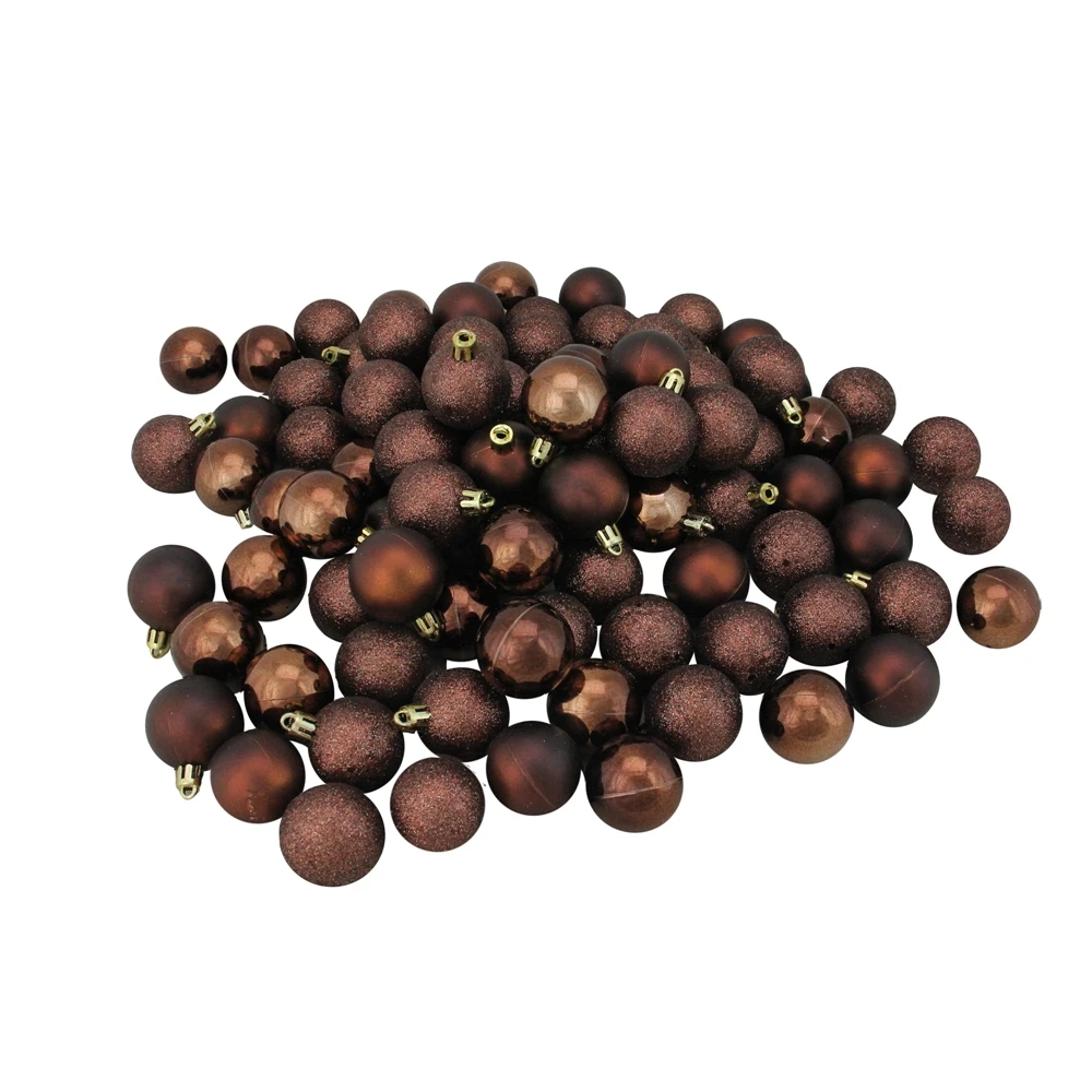 Northlight 96-Piece Mocha Brown Shatterproof 4-Finish Christmas Ball Ornaments 3 Northlight 96-Piece Mocha Brown Shatterproof 4-Finish Christmas Ball Ornaments