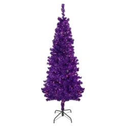 Northlight 6-ft Pre-Lit Purple Artificial Tinsel Christmas Tree Clear Lights