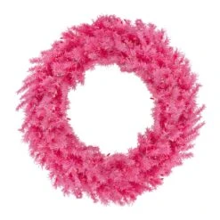 Northlight 36-in Pre-Lit Pink Spruce Artificial Christmas Wreath - Pink Lights