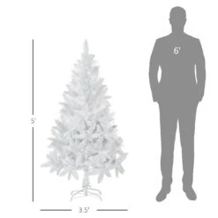 HomCom 5-ft Leg Base Pine Full White Artificial Christmas Tree -Northlight Sales Store 331058271 AlternateImage2