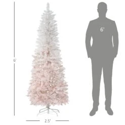 HomCom 6-ft Leg Base Pencil Pine White Artificial Christmas Tree -Northlight Sales Store 331058282 AlternateImage2