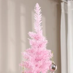 HomCom 7-ft Leg Base Pencil Pine Pink Artificial Christmas Tree -Northlight Sales Store 331058287 AlternateImage3