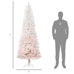 HomCom 7-ft Leg Base Pine Slim White Artificial Christmas Tree -Northlight Sales Store 331058289 AlternateImage2