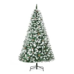 HomCom 6-ft Leg Base Pine Full Flocked Green Artificial Christmas Tree