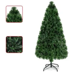 Costway 5-ft Pre-Lit Fibre Optic Artificial PVC Christmas Tree With Metal Stand -Northlight Sales Store 331060001 AlternateImage3
