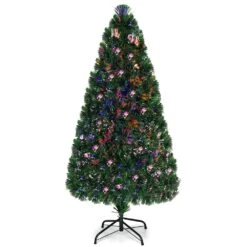 Costway 5-ft Pre-Lit Fibre Optic Artificial PVC Christmas Tree With Metal Stand