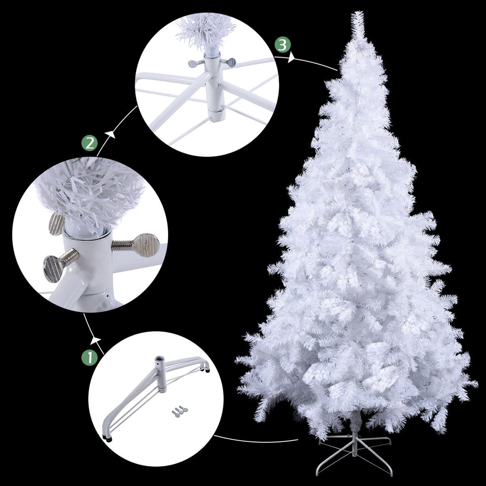 Costway 6-ft Artificial PVC Christmas Tree With Metal Stand Indoor/Outdoor Décor White 6 Costway 6-ft Artificial PVC Christmas Tree With Metal Stand Indoor/Outdoor Décor White - Image 4