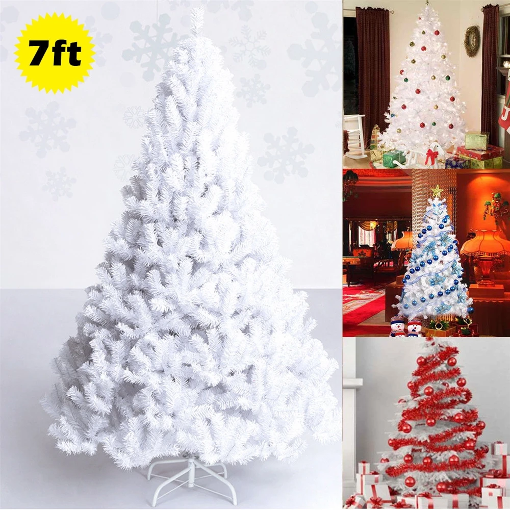 Costway 7-ft Artificial PVC Christmas Tree With Stand Holiday Season Indoor/Outdoor White 4 Costway 7-ft Artificial PVC Christmas Tree With Stand Holiday Season Indoor/Outdoor White - Image 2