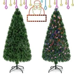 Costway 6-ft Pre-Lit Fibre Optic Artificial PVC Christmas Tree With Metal Stand -Northlight Sales Store 331060025 AlternateImage2