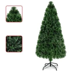 Costway 6-ft Pre-Lit Fibre Optic Artificial PVC Christmas Tree With Metal Stand -Northlight Sales Store 331060025 AlternateImage3