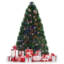 Costway 6-ft Pre-Lit Fibre Optic Artificial PVC Christmas Tree With Metal Stand -Northlight Sales Store 331060025 AlternateImage4