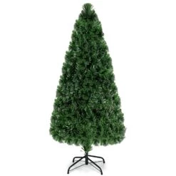 Costway 6-ft Pre-Lit Fibre Optic Artificial PVC Christmas Tree With Metal Stand