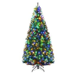 Costway 7-ft Pre-Lit Artificial Christmas Tree Premium Hinged With 500 LED Lights And Stand