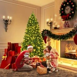 Costway 7.5-ft Pre-Lit Hinged PVC Artificial Christmas Tree With 400 LED Lights And Stand New -Northlight Sales Store 331060046 AlternateImage2