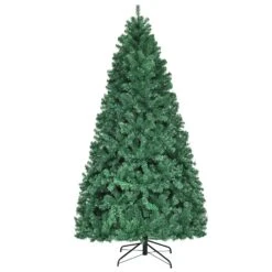 Costway 7.5-ft Pre-Lit Hinged PVC Artificial Christmas Tree With 400 LED Lights And Stand New