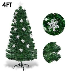 Costway 4-ft Pre-Lit Fibre Optic Artificial Christmas Tree With Lights Snowflakes -Northlight Sales Store 331060059 AlternateImage2