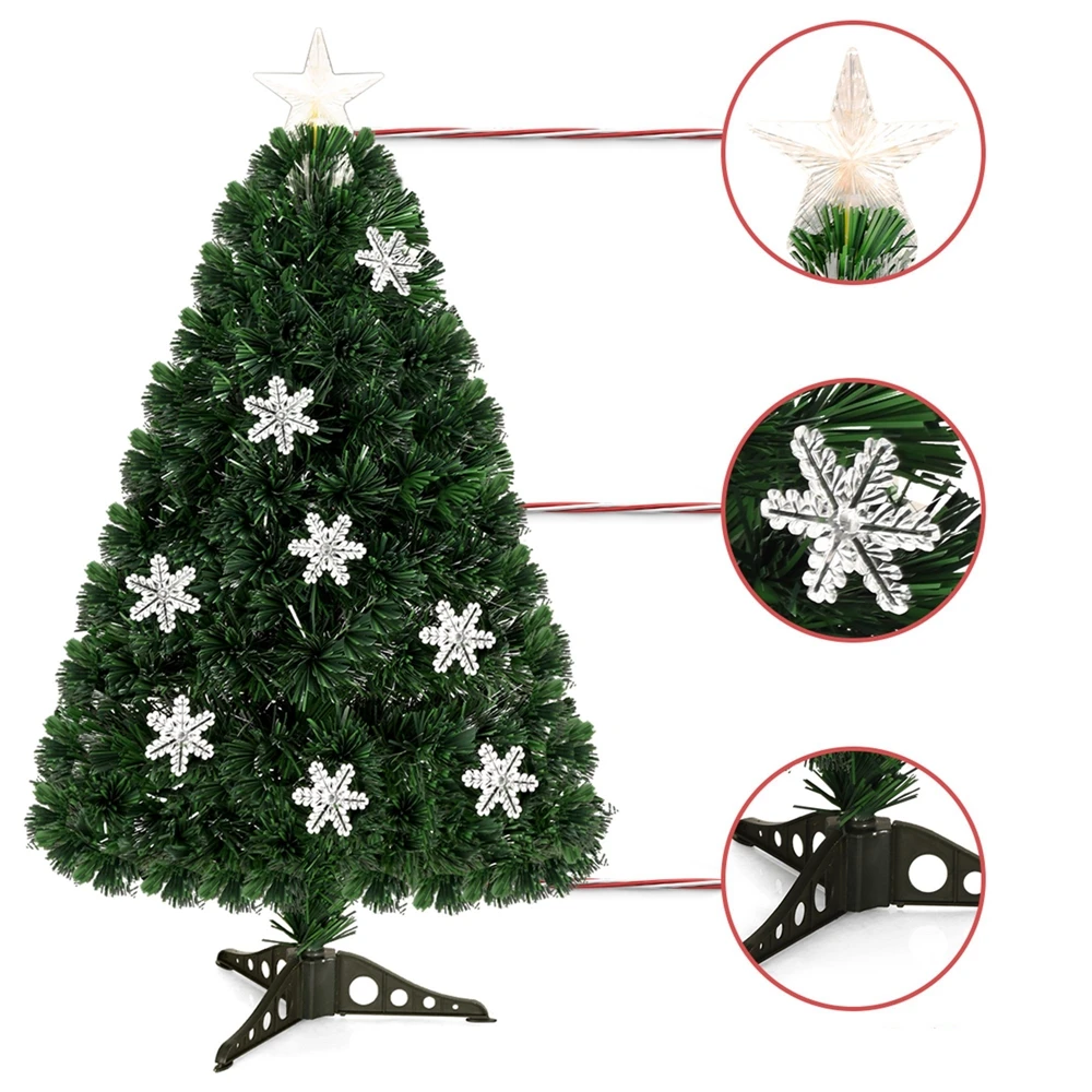 Costway 3-ft Pre-Lit Fibre Optic Artificial Christmas Tree With Multicolour Lights Snowflakes 5 Costway 3-ft Pre-Lit Fibre Optic Artificial Christmas Tree With Multicolour Lights Snowflakes - Image 3