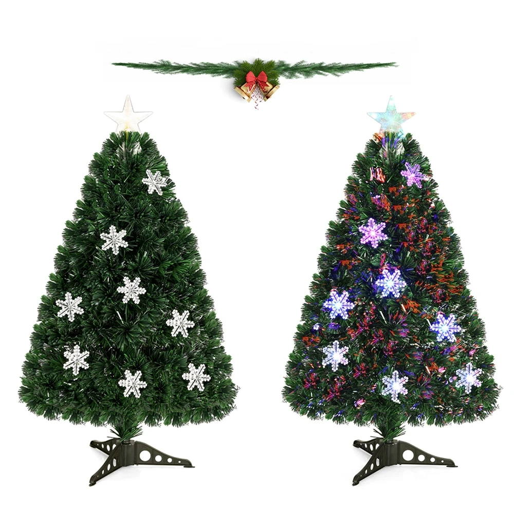 Costway 3-ft Pre-Lit Fibre Optic Artificial Christmas Tree With Multicolour Lights Snowflakes 6 Costway 3-ft Pre-Lit Fibre Optic Artificial Christmas Tree With Multicolour Lights Snowflakes - Image 4