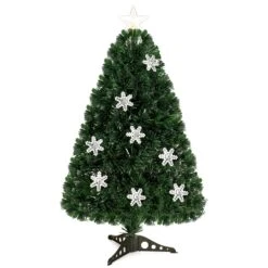Costway 3-ft Pre-Lit Fibre Optic Artificial Christmas Tree With Multicolour Lights Snowflakes