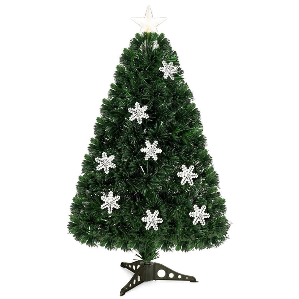 Costway 3-ft Pre-Lit Fibre Optic Artificial Christmas Tree With Multicolour Lights Snowflakes 3 Costway 3-ft Pre-Lit Fibre Optic Artificial Christmas Tree With Multicolour Lights Snowflakes