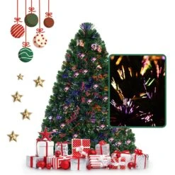 Costway 4-ft Pre-Lit Fibre Optic Artificial PVC Christmas Tree With Metal Stand -Northlight Sales Store 331060068 AlternateImage3