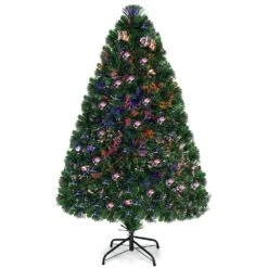 Costway 4-ft Pre-Lit Fibre Optic Artificial PVC Christmas Tree With Metal Stand