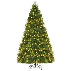 Costway 8-ft Pre-Lit Hinged PVC Artificial Christmas Tree With 430 LED Lights And Stand Green -Northlight Sales Store 331060071 AlternateImage2