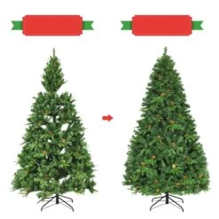 Costway 7-ft Pre-Lit Artificial Christmas Tree Hinged With 460 LED Lights And Pine Cones -Northlight Sales Store 331060083 AlternateImage3