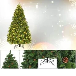 Costway 7-ft Pre-Lit Artificial Christmas Tree Hinged With 460 LED Lights And Pine Cones -Northlight Sales Store 331060083 AlternateImage4