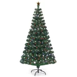 Costway 6-ft Pre-Lit Artificial Christmas Tree Fibre Optic With 230 LED Lights And Top