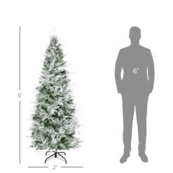 HOMCOM 6-Ft Snow Flocked Artificial Christmas Tree Holiday With Pencil Shape -Northlight Sales Store 331061746 AlternateImage2