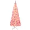 HOMCOM 6-Ft Pencil Snow Artificial Christmas Tree With LED Light - Pink -Northlight Sales Store 331061749 MainImage 001