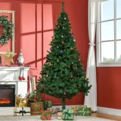 HOMCOM 7-ft Indoor Christmas Tree With Fireproof Leaf And Metal Stand 8 HOMCOM 7-ft Indoor Christmas Tree With Fireproof Leaf And Metal Stand -Northlight Sales Store 331061751 AlternateImage1