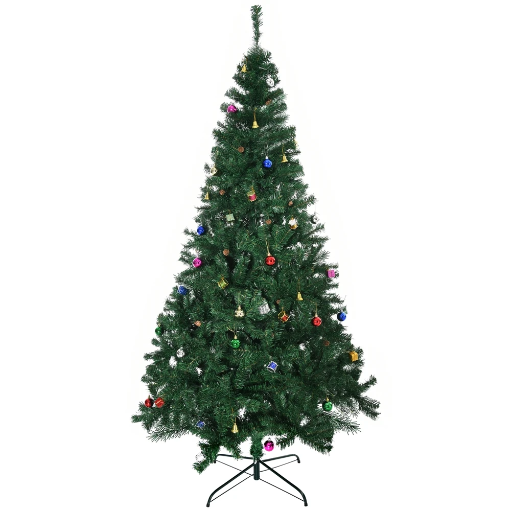 HOMCOM 7-ft Indoor Christmas Tree With Fireproof Leaf And Metal Stand 3 HOMCOM 7-ft Indoor Christmas Tree With Fireproof Leaf And Metal Stand