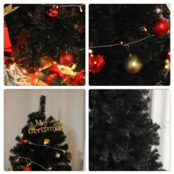 HOMCOM 6-ft Artificial Christmas Tree Home Decoration With Automatic Open - Black 10 HOMCOM 6-ft Artificial Christmas Tree Home Decoration With Automatic Open - Black -Northlight Sales Store 331061759 AlternateImage3