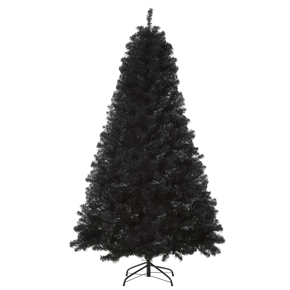 HOMCOM 6-ft Artificial Christmas Tree Home Decoration With Automatic Open - Black 3 HOMCOM 6-ft Artificial Christmas Tree Home Decoration With Automatic Open - Black