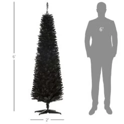 HOMCOM 6-ft Slim Artificial Christmas Tree - Black -Northlight Sales Store 331061763 AlternateImage2