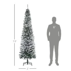 HOMCOM 7.5-ft Slim Unlit Pine Snow Flocked Artificial Christmas Hinged Tree -Northlight Sales Store 331061766 AlternateImage2