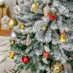 HOMCOM 7.5-ft Slim Unlit Pine Snow Flocked Artificial Christmas Hinged Tree -Northlight Sales Store 331061766 AlternateImage4