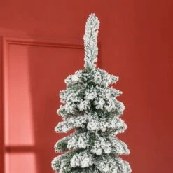 HOMCOM 7-ft Snow-Flocked Artificial Slim Christmas Tree Holiday Home Décor -Northlight Sales Store 331061768 AlternateImage3