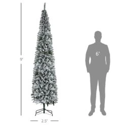 HOMCOM 9-ft Slim Unlit Pine Snow Flocked Artificial Christmas Hinged Tree -Northlight Sales Store 331061770 AlternateImage2