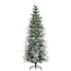 HOMCOM 7.5 Foot Snow Flocked Artificial Christmas Tree Holiday With Pencil Shape
