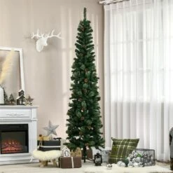 HOMCOM 7.5-ft Artificial Slim Christmas Tree With Pine Cones -Northlight Sales Store 331061781 AlternateImage3